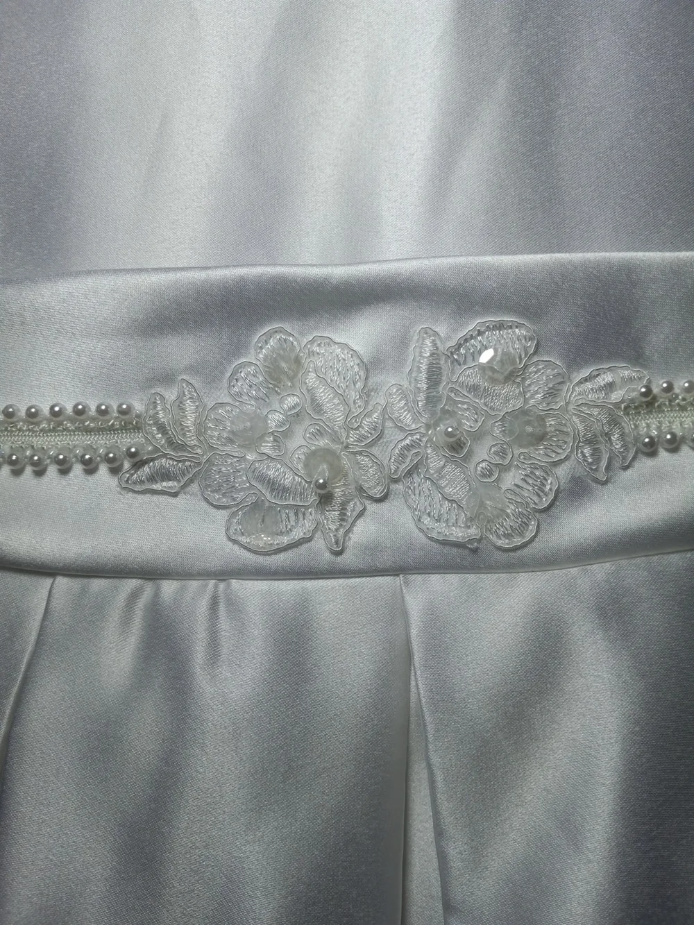 Bonnie Jean Wedding Flower Girl Or Communion White Satin Girls' Dress Size 7 - Picture 6 of 10